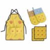 Coral and Pineapple Yellow - VSL Apron Mitten Pot Holder Bundle 2